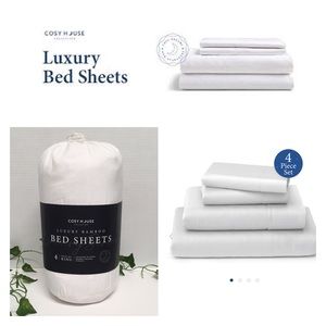Cosy House Luxury Bamboo KING Sheet Set White Hypoallergenic Microbial N…